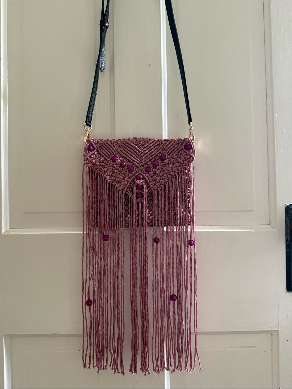 Boho Fringe Crossbody Bag in Mauve